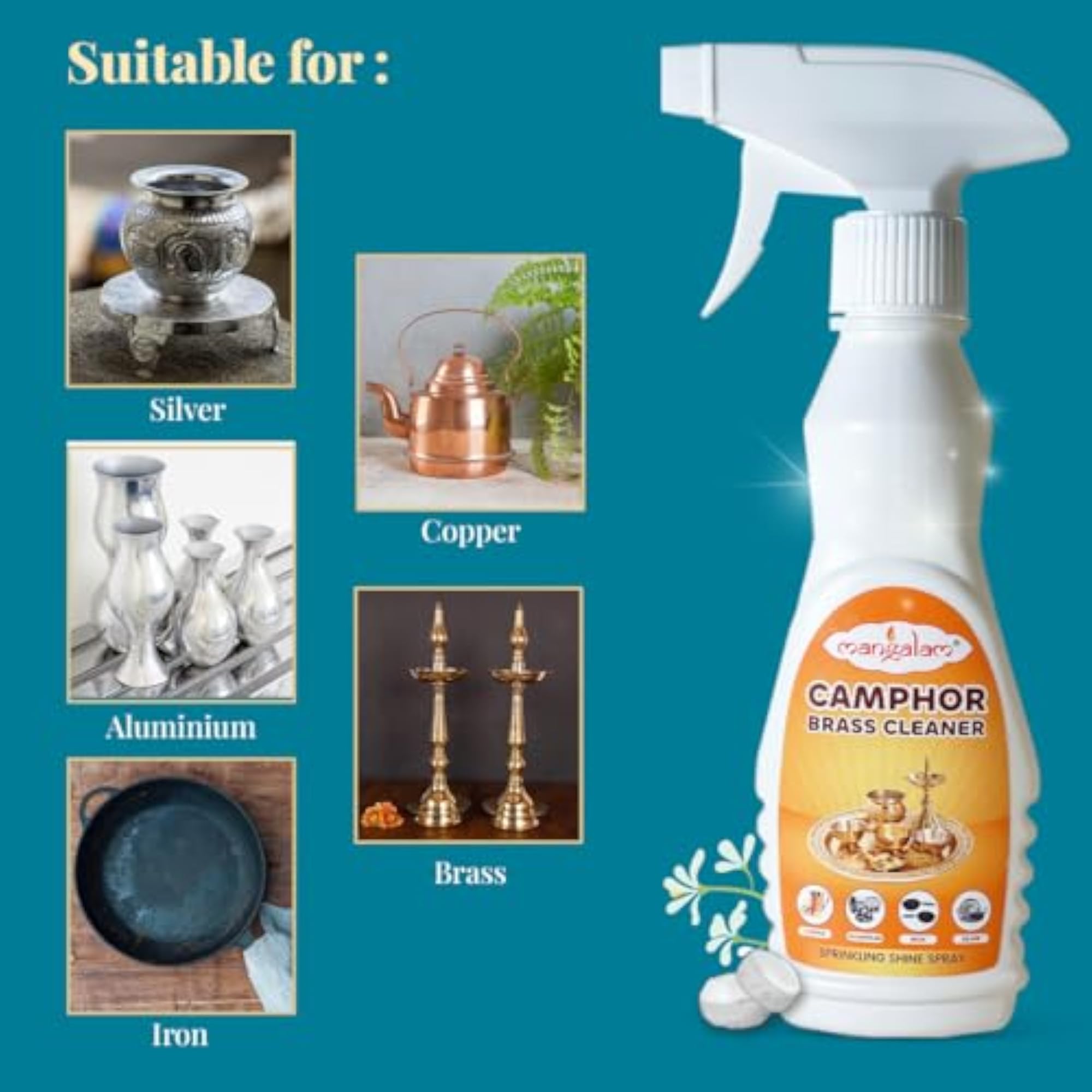 Camphor Brass Cleaner Sprinkling Shine Spray for Metals